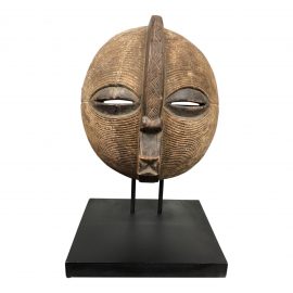 African Hand Crafted Mask On Iron Stand. Original Price: $2,421.72