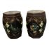 Antique Chinese Hand Painted Rice Barrels - A Pair
