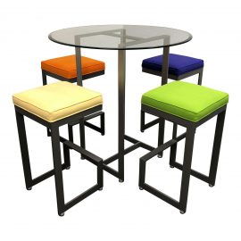 Johnston Casuals Bistro Bar Table + Four Stools - Dining Set. Original Price: $2,930.00