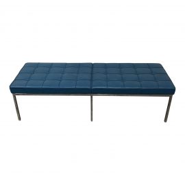 Design Within Reach Florence Knoll Blue Leather Bench. Original Price: $5,105.00