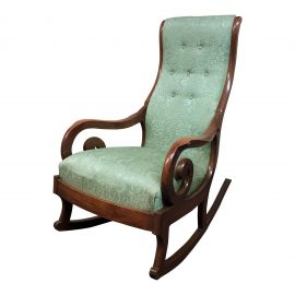 Edwardian Teal Upholstered Rocking Chair