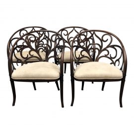 Artistica Home Laser Cut Scroll Iron & Fabric Dining Chairs - Set of 4.