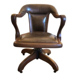 Vintage Oak & Leather Office Chair