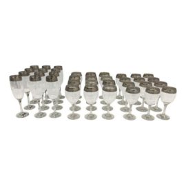 Mid-Century Silver Trim Glasses - Set of 36