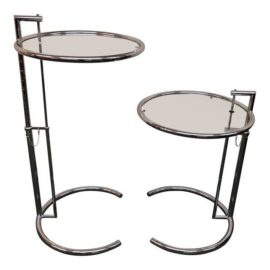 Eileen Grey Style Adjustable Side Tables - a Pair