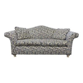 Contemporary Cream + Blue Patterned Sofa