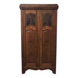 Two Door Oak & Glass Cupboard