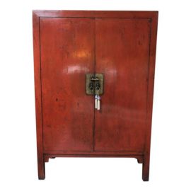 Extra Large 19th Century Chinese Red Lacquer Cabinet. Original Price: $10,500