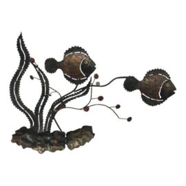 Mid-Century Brutalist Metal Fish Wall Art