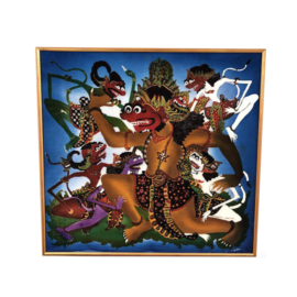 Hanuman From Ramayuna, Framed Batik