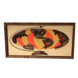 Mid-Century Wood + Canvas Globe Art