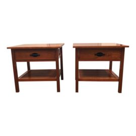 Mission Style Cherrywood Side Tables - a Pair