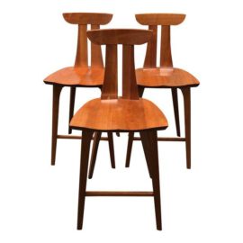Mid-Century Modern Copeland Cherrywood Furniture "Estelle" Stools - Set of 3