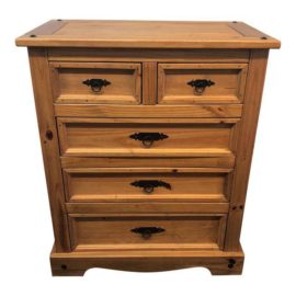French Country Pine Five Drawer Chest