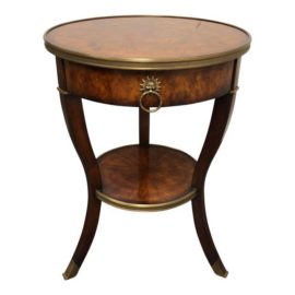 Traditional Theodore Alexander Round Veneer Side Table. Original Price: $1,446.00