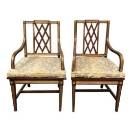 1900s Empire Wood + Caned Side Chairs - a Pair