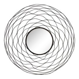 Modern Round Metal and Wire Frame Wall Mirror