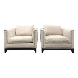 Z Gallerie - Pair Pauline Pearl Microfiber Arm Chairs. Original Price: $1,898.00