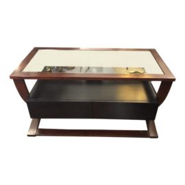Contemporary Mahogany Glass Media Cabinet