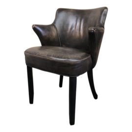 Contemporary Distressed Black Leather Accent Chair