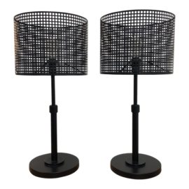 Industrial Trent Austin Elle Wrought Iron Table Lamps - a Pair