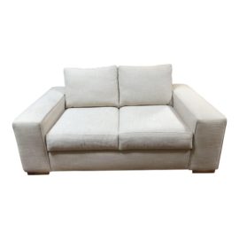 Contemporary Modern Ivory Upholstered Loveseat