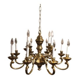 Traditional 12 Light Brass Chandelier. Original Price: $4,000
