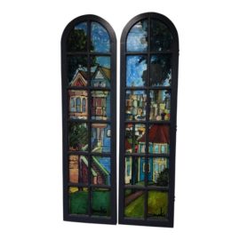 Hand Painted Window Frames by Chris Duke - a Pair