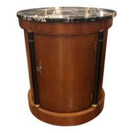 Baker Furniture Black Marble Top Round Side Table