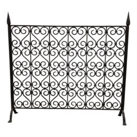 1990s Gothic Revival Iron Fireplace Screen