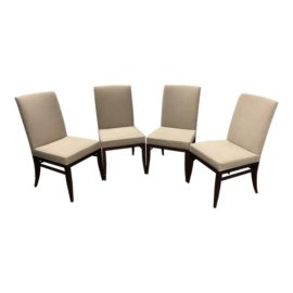 Contemporary Councill Furniture Taupe Fabric Upholstered Dining Chairs - Set of 4. Original Price: $6,102