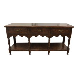 1900s Traditional Three Drawer Wood Console Table