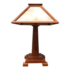 Arts & Crafts Style Cherry Wood Table Lamp