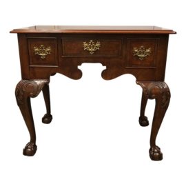Traditional Baker Furniture Company Wood and Brass Side Table