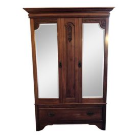 Vintage Cherry & Mirrored Doors Armoire