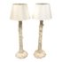Contemporary Faux Boise Style White Ceramic Floor Lamps - a Pair