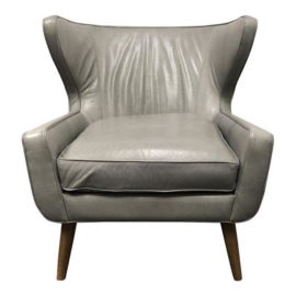Modern Bradley Gray Leather Arm Chair