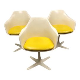 1960s Mid-Century Modern Three Burke Inc. Tulip Dining Chairs - Set of 3
