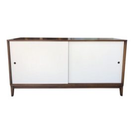 1970's Paul McCobb Walnut & Grasscloth Sideboard