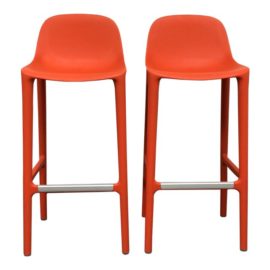 Pair of Design Within Reach Philippe Starck Orange Broom Barstools for Emeco. Original Price: $800