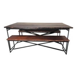 Roost Recycled Wood Dining Table With Two Benches