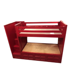Firehouse Red Twin Bunk Bed Frame With Storage. Original Price: $3,400.00