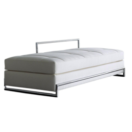 Eileen Gray White Leather Daybed. Original Price: $6,350.00