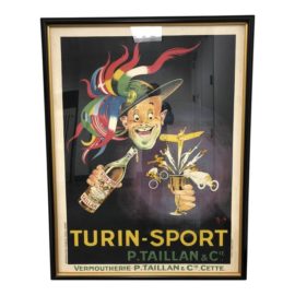 Michel Liebeaux Framed Lithograph of Turin Sport Poster