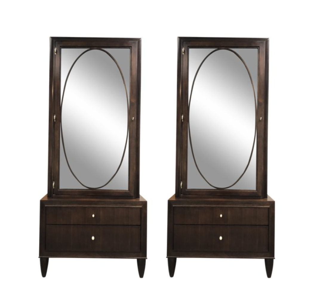 Pair of Barbara Barry Looking Glass Cabinet by Henredon. Original