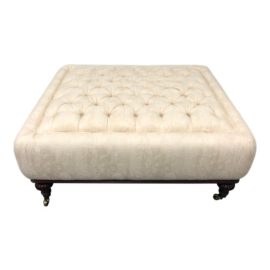 Ralph Lauren East Grand Ivory Tufted Ottoman. Original Price: $3,975.00