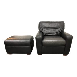 American Leather Chair and Storage Ottoman - 2 Pieces
