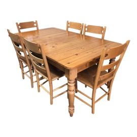 French Country Ethan Allen Pine Dining Set - 7 Pieces