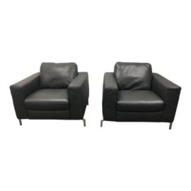 Natuzzi Sollievo B845 Leather Armchairs - A Pair. Original Price: $2,080.00
