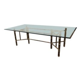 McGuire Bamboo & Leather Dining Table & Chairs